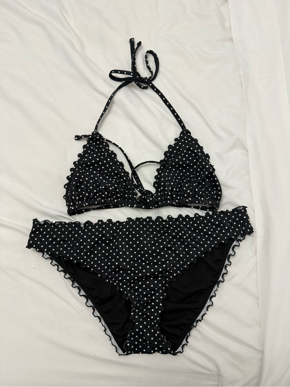Shade & Shore Black & White Polka Dot Triangle Bikini Set